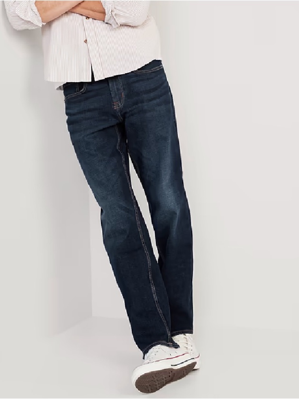 Old Navy Basic Loose Built-In Flex Men's Dark Wash Straight Jeans Unisex
